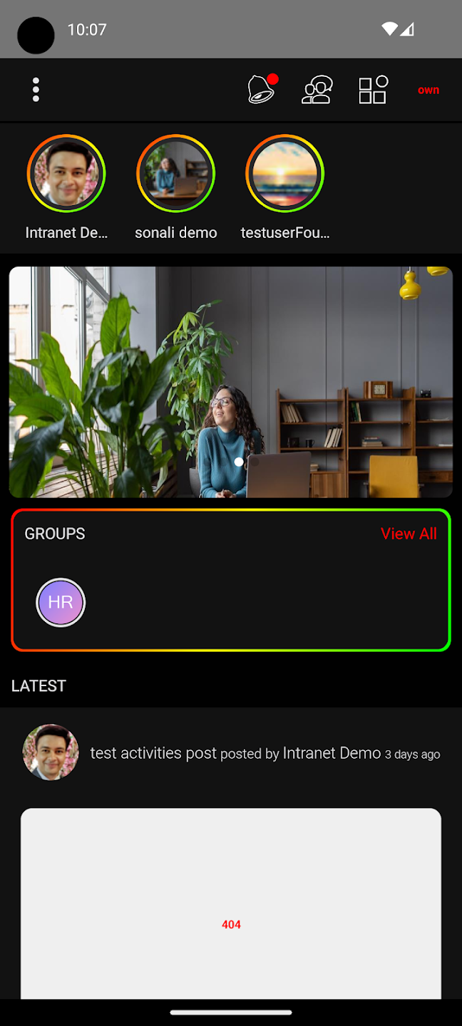 screenshot of Creative Social Intranet